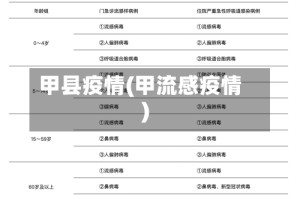 甲县疫情(甲流感疫情)