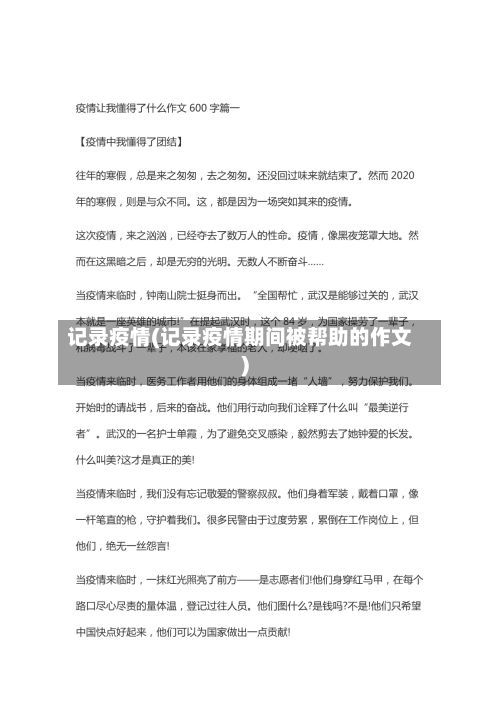 记录疫情(记录疫情期间被帮助的作文)-第2张图片