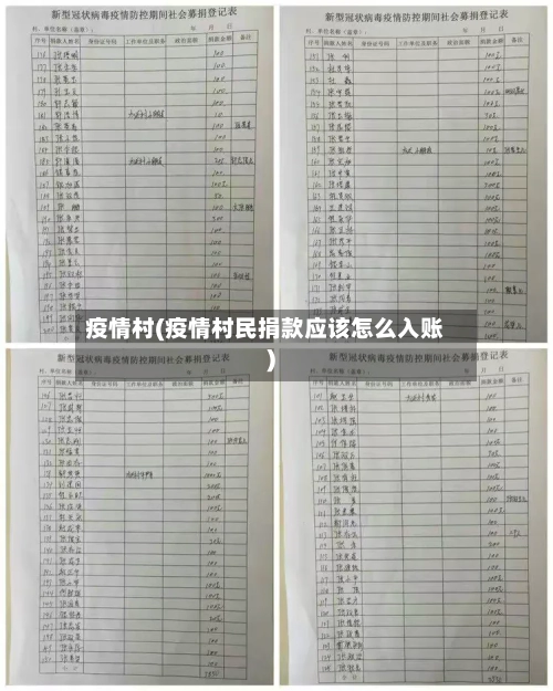 疫情村(疫情村民捐款应该怎么入账)-第1张图片